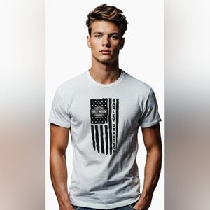 Harley-Davidson Men's White Tee with Black Graphic